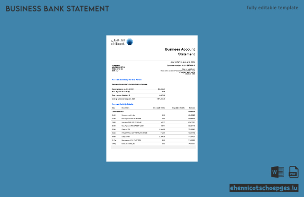 Geschäftserklärung der Qatar Ahlibank im Word- und PDF-Format (Vorschau)